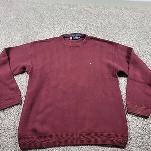 Ralph Lauren Chaps Sweater Mens Large Burgundy Hand Framed Pullover Knit Retro